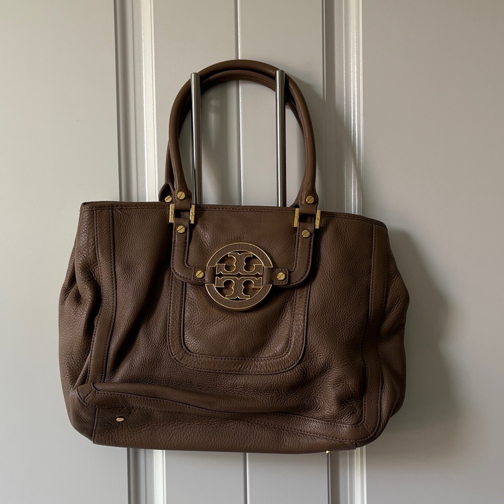 Tory Burch Chocolate Brown Tote with Gold Details